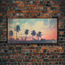 Load image into Gallery viewer, Distressed Old Photo Of Miami Beaches In the 1980s - Framed Canvas Print - Photography Print - Vaporwave Aesthetic Wall Art