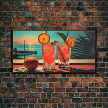 Carregar imagem no visualizador da galeria, Cantarito Cocktail Wall Art, Framed Canvas Print, Bar Decor, Basement Bar Wall Art, Vaporwave Aesthetic Wall Decor, Bar Cart Art