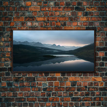 Carregar imagem no visualizador da galeria, Calm Reflection Of A Lake and Mountains, ready to hang canvas print wall art, Lakehouse Cabin Wall Decor