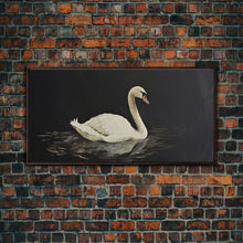 Load image into Gallery viewer, White Swan On A Black Lake, Victorian Style Vintage Art, Framed Canvas Print, Antique Art Reproduction, Traditional Wall Art