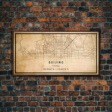 Load image into Gallery viewer, Beijing China map print poster or framed canvas, Beijing map print poster canvas, Beijing city map print poster canvas, Vintage Travel Art
