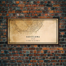 Load image into Gallery viewer, Barcelona Spain map print poster or framed canvas, Barcelona map print poster canvas, Spain city map print poster canvas, Vintage Travel Art
