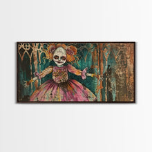 Load image into Gallery viewer, Creepy Doll Wall Art, Framed Canvas Print, Spooky Season Spooky Vibes Wall Art, Halloween Decor
