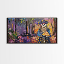 Load image into Gallery viewer, Do Ghost Pirates Eat Pizza? The Answer is Yes. Funny Halloween Wall Art, Framed Canvas Print