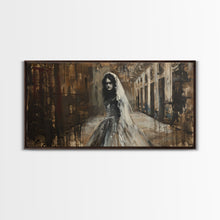 Carregar imagem no visualizador da galeria, Ghostly Bride, Haunted Wedding, Framed Canvas Print, Spooky Wall Art, Halloween Decor