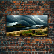 Carregar imagem no visualizador da galeria, A Thunderstorm at night over the lake, canvas print, rain storm over a lake, cool wall art, unique wall art, ready to hang canvas