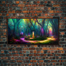 Carregar imagem no visualizador da galeria, Fantasy wall art, canvas print, magical forest, fantasy landscape art, ready to hang wall art