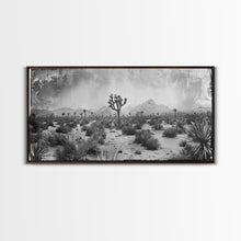 Load image into Gallery viewer, Desolate Desert with Joshua Trees, Framed Canvas Print for Living Room Decor, Ideal for Bedroom Wall Art, Rustic Western Scene