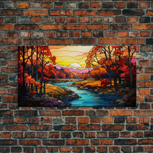 Load image into Gallery viewer, Beautiful Autumn Centerpiece Art, Framed Canvas Print, Stained Glass Style Decor, Fall Decor, Fall Art, Farmhouse Decor, Fall Home Decor