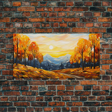 Carregar imagem no visualizador da galeria, Fall Trees, Autumn Wall Art, Abstract Nature Painting, Sunset Art, College Dorm Decor, Camper Wall Decor, Canvas Wall Art, Panoramic Art
