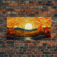 Carregar imagem no visualizador da galeria, Abstract Nature Fall Wall Art, Fall Home Decor, Autumn Wall Art, Fall Leaves, Farmhouse Fall Decor, Canvas Wall Art, Panoramic Art