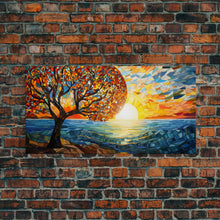 Load image into Gallery viewer, Mosaic Wall Art, Abstract Wall Art, Nature Wall Print, Sunset Art, Canvas Print, Wall Hanging, Panoramic Art, Kitchen Wall Art, Gift Ideas