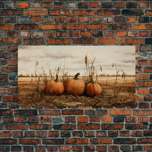 Carregar imagem no visualizador da galeria, Autumn Wall Art, Pumpkin Decor, Farm Wall Art, Canvas Print, Wall Hanging, Panoramic Art, Farmhouse Wall Decor, Housewarming Gift, RV Decor