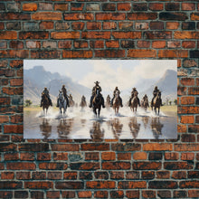 Load image into Gallery viewer, Cowboy Art Print, Western Wall Art, Horse Wall Art, Canvas Print, Wall Hanging, Panoramic Art, Ranch Decor, Western Art, College Dorm Decor