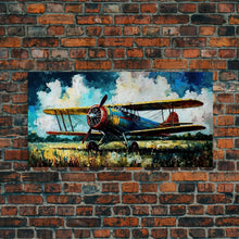Carregar imagem no visualizador da galeria, Aeroplane Art, Antique Airplane Painting Canvas Print, Framed Canvas Art, Above Sofa Art, Gift for RC Plane Pilot, Retro Plane Art