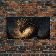 Carregar imagem no visualizador da galeria, Forest Dragon Nidhogg, Norse Mythology, Framed Canvas Print, Fantasy Dragon Art, Fantasy Decor
