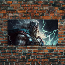 Load image into Gallery viewer, Thor God of Thunder, Framed Canvas Print, Norse Mythology Art, Fantasy Art