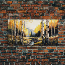 Load image into Gallery viewer, Birch Tree Wall Art, Nursery Forest, Framed Forest Canvas Print, Birch Trees, Watercolor, Landscape Forest Art