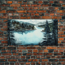 Load image into Gallery viewer, Blue Lake Art | Framed Canvas Print | Blue Lake Painting | Lake House Decor | Guest Room Landscape Painting | Crater Lake Painting