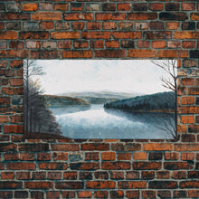 Load image into Gallery viewer, Blue Lake Art | Framed Canvas Print | Blue Lake Painting | Lake House Decor | Guest Room Landscape Painting | Detroit Lake Painting