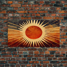 Carregar imagem no visualizador da galeria, Abstract Midcentury Modern Sunburst, Canvas Print, Art Deco Style wall art, sun with sun rays, sun burst, boho style