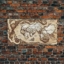 Carregar imagem no visualizador da galeria, Abstract fantasy world map, canvas print, middle earth style, wall art for nerds like me