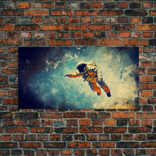 Load image into Gallery viewer, Astronaut In Space Wall Decor, Galaxy Wall Art, Outer Space Wall Art, Panoramic Wall Decor, Canvas Print, Wall Art, Framed Canvas Art