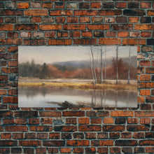 Carregar imagem no visualizador da galeria, Autumn Landscape Wall Decor, Creek Wall Art, Nature Painting Wall Decor, Panoramic Wall Decor, Canvas Print, Wall Art, Framed Canvas Art