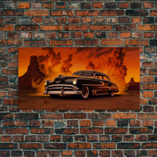 Load image into Gallery viewer, Chevy Classic Car Wall Decor, Retro Car Wall Decor, Desert Landscape Art, Panoramic Wall Decor, Canvas Print, Wall Art, Framed Canvas Art