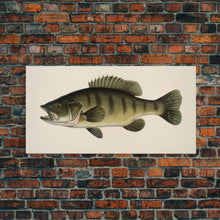 Carregar imagem no visualizador da galeria, Bass Fish Wall Decor, Animal Wall Art, Nature Wall Art, Minimalist Art, Panoramic Wall Decor, Canvas Print, Wall Art, Framed Canvas Art
