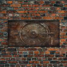 Load image into Gallery viewer, Clock Wall Decor, Steampunk Wall Art, Brown Grunge Wall Art, Panoramic Wall Decor, Canvas Print, Wall Art, Framed Canvas Art