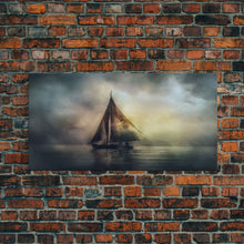 Carregar imagem no visualizador da galeria, Abstract Sailboat Wall Decor, Ocean Wall Art, Seascape, Storm Wall Decor, Panoramic Wall Decor, Canvas Print, Wall Art, Framed Canvas Art