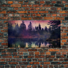 Carregar imagem no visualizador da galeria, Foggy Landscape Wall Art, Reflection River Wall Decor, Misty Lake Art, Panoramic Wall Decor, Canvas Print, Wall Art, Framed Canvas Art