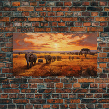 Load image into Gallery viewer, Elephant Wall Art, Animal Art, Safari Wall Art, Panoramic Art, Wall Art, Canvas Art, Landscape Art, Rustic Wall Decor, Military Gift, Prints