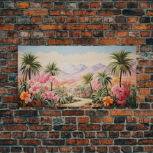 Cargar imagen en el visor de la galería, Flower Wall Art, Desert Landscape Wall Art, Mountain Art, Palm Trees Art, Tropical Art, Panoramic Art, Wall Art, Canvas Art, Landscape Art