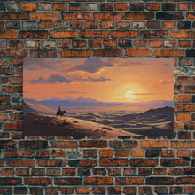 Load image into Gallery viewer, Desert Wall Art, Sunset Wall Print, Cowboy, Horse Art, Panoramic Art, Wall Art, Canvas Art, Landscape Art, Western Wall Decor, Gift For Men