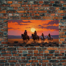 Load image into Gallery viewer, Cowboy Art, Horse Art, Western Wall Art, Panoramic Art, Wall Art, Canvas Art, Landscape Art, Western Wall Decor, First Home Gift, RV Decor