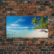Load image into Gallery viewer, Beach Wall Art, Seashore Art, Palm Tree Wall Art, Panoramic Art, Wall Art, Canvas Art, Landscape Art, Landscape Print, Beach House Wall Art