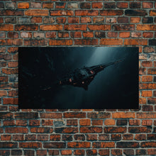 Cargar imagen en el visor de la galería, Cool Scifi Wall Art, Scifi Art, Framed Canvas Print, The Space Cruiser, Gull Wing Space Ship, Unique Art, Alien Wall Art