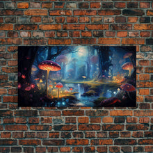 Carregar imagem no visualizador da galeria, Fantasy Art, Dark Fantasy Forest Framed Canvas Print, Elven Decor, Magical Forest, RPG Game Art, Game Room Art, Witchy Decor, Wall Art