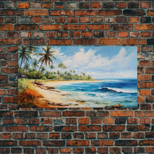Load image into Gallery viewer, Palm Tree Beach Print, Beach Art, Framed Canvas Art, Original Beach Painting, Palm Tree Poster, Landscape Painting, Tropical Decor