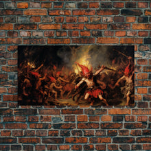 Carregar imagem no visualizador da galeria, A Scene From Hell, Demonic Art, Framed Canvas Print, Halloween Decor, Halloween Art Print, Gothic Victorian Oil Painting