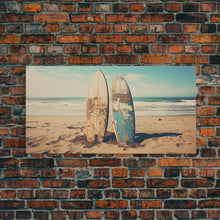 Carregar imagem no visualizador da galeria, Abandoned Surfboards On Miami Beaches In the 1980s - Framed Canvas Print - Photography Print - Vaporwave Aesthetic Wall Art