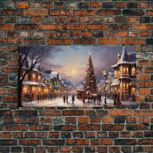 Cargar imagen en el visor de la galería, Christmas Tree In The Town Square - Winter Art - Christmas Gift Idea - Framed Canvas Print - Winter Wall Decor, Winter Print Christmas Decor