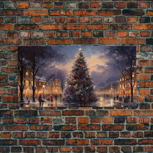 Cargar imagen en el visor de la galería, Christmas Village Winter Wonderland Wall Art Framed Canvas Print - Christmas Wall Art - First Christmas - Christmas Tree Art Holiday Decor
