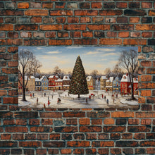 Cargar imagen en el visor de la galería, Christmas Tree In Town Square Framed Christmas Wall Art - Framed Christmas Art - Canvas Art - St. Nicholas - Winter Wonderland Centerpiece