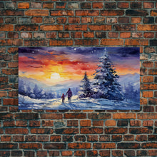 Carregar imagem no visualizador da galeria, A Christmas Day Hike - Winter Wonderland Framed Canvas Print - Christmas Decor - Christmas Oil Painting - Holiday Wall Art Painting