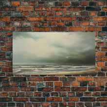 Load image into Gallery viewer, Beach Wall Art, Framed Canvas Print, Newport Beach Art, Beach House Decor, Drab and Moody / Subdued Wall Art, A Stormy Day