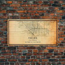 Load image into Gallery viewer, Distressed Fresno California Map, Framed Canvas Print Or Poster, California Map Print, Freso City Wall Art Map Print, Rustic Map Art