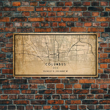 Cargar imagen en el visor de la galería, Columbus vintage map print poster or framed canvas, Ohio map print poster canvas, Columbus city map print poster canvas